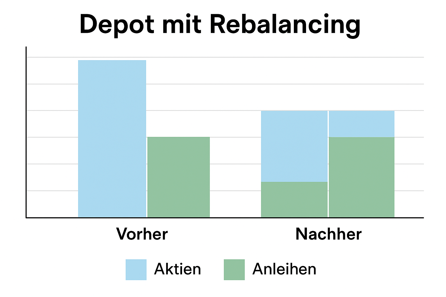 Vorher/Nachher eines Depots mit Rebalancing
